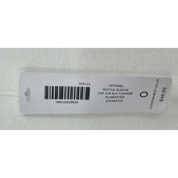 Chicos White Ruffle 3/4 Sleeve Blouse Small NWT Casual Summer Vacation Beach - Picture 4 of 10